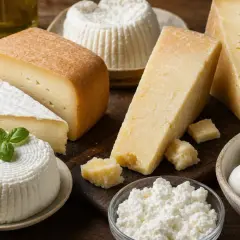 Varietà di formaggi, tra cui crescenza e mozzarelline, con pezzi di parmigiano. Un tripudio di sapori, ma attenzione al colesterolo!