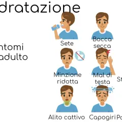 I sintomi della disidratazione negli anziani includono sete, bocca secca, lingua gonfia, minzione ridotta, mal di testa, stanchezza, alito cattivo, capogiri e palpitazioni.
