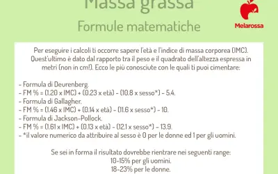 Guida per calcolare la massa grassa con formule matematiche: Deurenberg, Gallagher, Jackson-Pollock. Richiede età, IMC e sesso.
