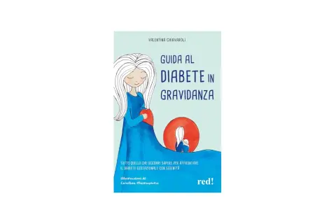 Copertina libro "Guida al diabete in gravidanza", con illustrazione di una donna incinta che tiene un cuore rosso. Affrontare la glicemia alta in gravidanza con serenità.