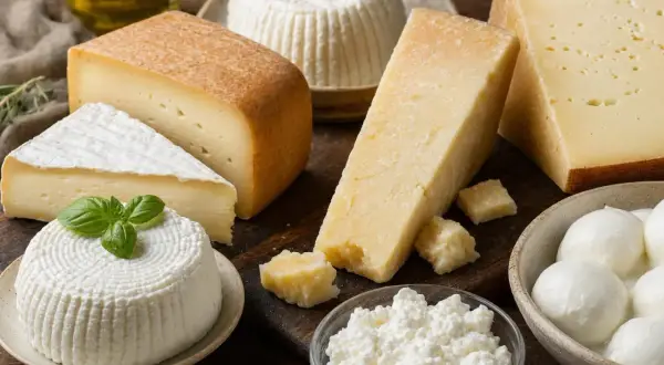 Varietà di formaggi, tra cui crescenza e mozzarelline, con pezzi di parmigiano. Un tripudio di sapori, ma attenzione al colesterolo!