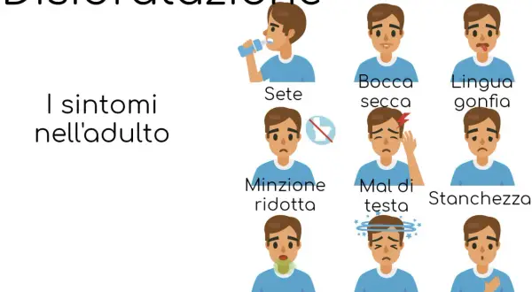 I sintomi della disidratazione negli anziani includono sete, bocca secca, lingua gonfia, minzione ridotta, mal di testa, stanchezza, alito cattivo, capogiri e palpitazioni.