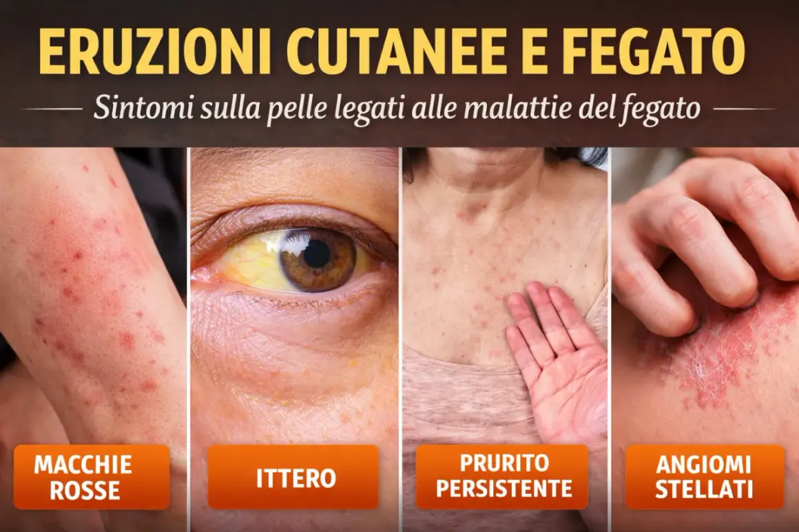 Eruzioni cutanee e ittero: macchie rosse, prurito persistente e angiomi stellati sono possibili sintomi di un fegato intossicato.