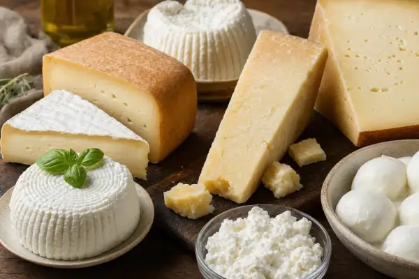 Varietà di formaggi, tra cui crescenza e mozzarelline, con pezzi di parmigiano. Un tripudio di sapori, ma attenzione al colesterolo!