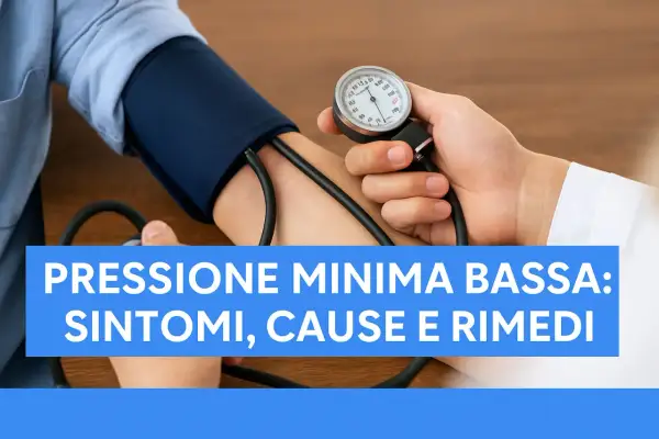 Misurazione della pressione arteriosa. La pressione minima bassa può avere diverse cause, come disidratazione o problemi cardiaci.